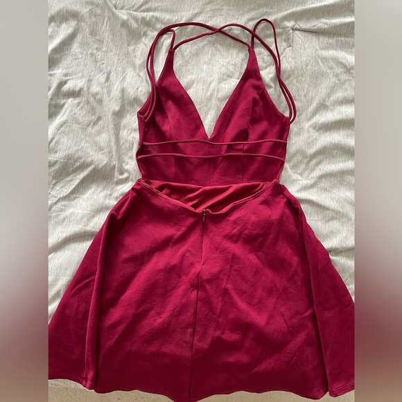 Believe in Love Wine Red Backless Skater Dress - Picture 2 of 2
